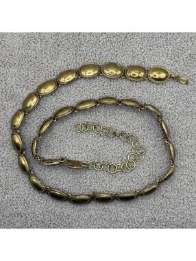 Vintage Gold Tone Oval Link Chain Belt Adjustable Retro Boho Statement